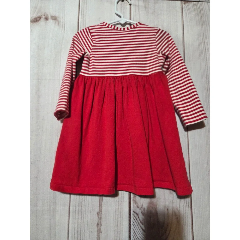 Bonnie‎ Jean Girls Red White Striped Christmas Tree Dress 3T Long Sleeve